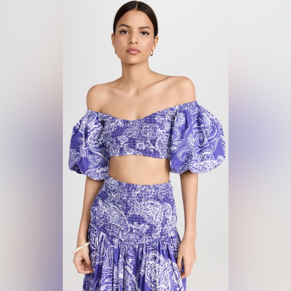 NWT MARA HOFFMAN Paisley-Print Pier Off-Shoulder Crop Top